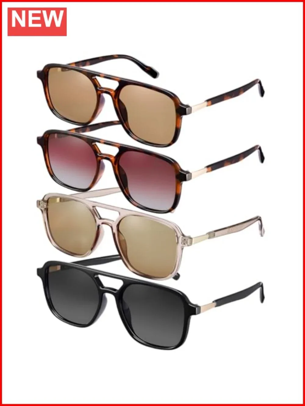 Retro Aviator Sunglasses for Women Men Polarized Rectangle UV400